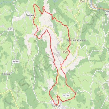 Trace GPS Route du Lait de Cunlhat à Domaize, itinéraire, parcours