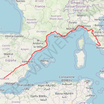Trace GPS 1 LUCENA - MONTPELLIER, itinéraire, parcours