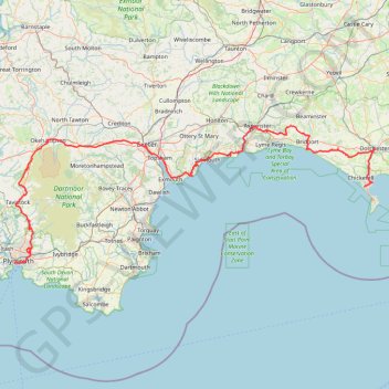Trace GPS Tour de la petite Manche Angleterre, itinéraire, parcours
