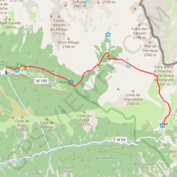 Trace GPS Le boreon-la madone de fenestre, itinéraire, parcours