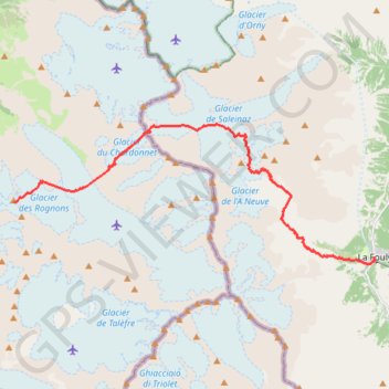 Trace GPS Traversée Grands Montets à La Fouly, itinéraire, parcours