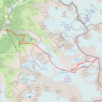 Trace GPS Col du Tour Noir depuis le refuge d'Argentière, itinéraire, parcours