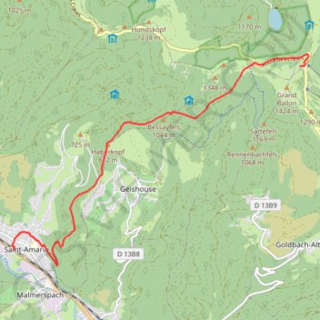 Trace GPS Traversée des Vosges - De Saint-Amarin au Grand Ballon, itinéraire, parcours