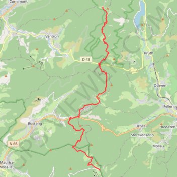 Trace GPS Rouge Gazon - Bussang - Col d'Oderen - Ventron, itinéraire, parcours