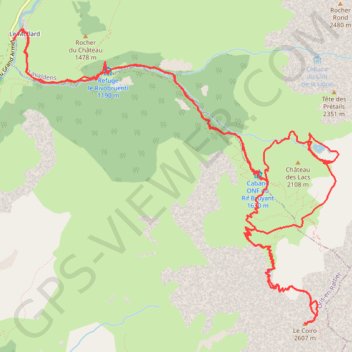 Trace GPS Le Coiro par le Lac de Rif Bruyant (Taillefer), itinéraire, parcours
