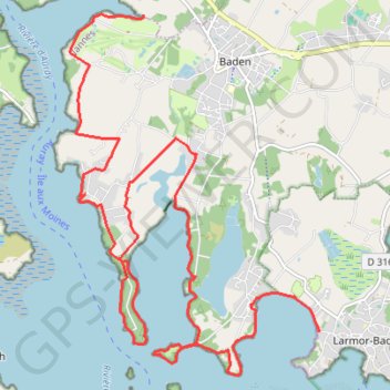 Trace GPS Tour du Golfe du Morbihan - Baden, itinéraire, parcours