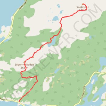Trace GPS Digermulen - Keiservarden - Snøtind 003, itinéraire, parcours