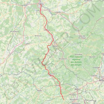 Trace GPS Onans-Nancy, itinéraire, parcours