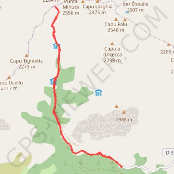 Trace GPS Haute Corse - variante GR20 - Forêt domaniale Albertacce après Calasima - Bergerie de Ballone - Refuge de Tighiettu - Bocca Minuta - Sud du Cirque de la Solitude, itinéraire, parcours