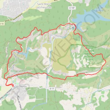 Trace GPS Lac de bimont par le Tholonet, itinéraire, parcours