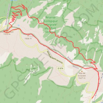 Trace GPS Mont Ventoux Sud et Nord, itinéraire, parcours
