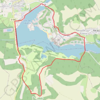 Trace GPS Lac de l'Ailette, itinéraire, parcours