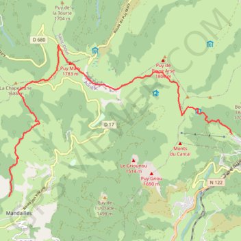Trace GPS Alagnon Puy Mary Mandailles, itinéraire, parcours
