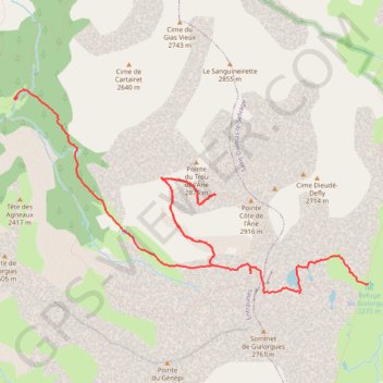 Trace GPS Vallon de la Lombarde - Pointe du Trou de l'Ane (presque) - Col de la roche trouée - Refuge de Gialorgues, itinéraire, parcours