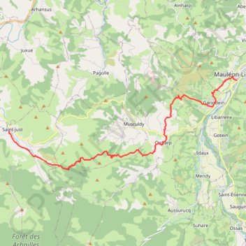 Trace GPS Chemin du Piémont Pyrénéen - De Mauléon-Licharre à Saint-Just-Ibarre, itinéraire, parcours