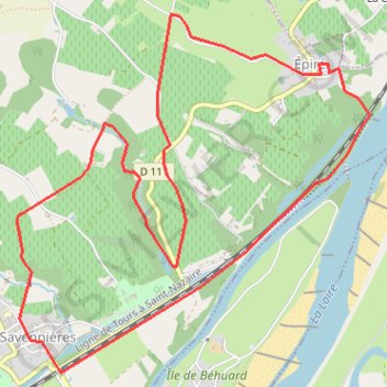 Trace GPS Coteaux de Savennières, itinéraire, parcours