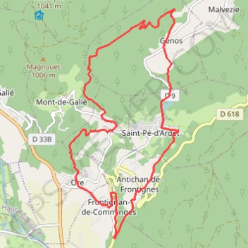Trace GPS Les Frontignes - Saint-Pé-d'Ardet, itinéraire, parcours