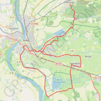 Trace GPS Alpilles Crau Camargue, diversité des espaces naturels - Fontvieille, itinéraire, parcours
