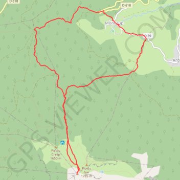 Trace GPS Pic du Gar en bloucle à partir de Moncaup, itinéraire, parcours