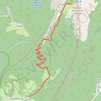 Trace GPS Rochers de Chalves, itinéraire, parcours
