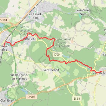 Trace GPS Du Perray-en-Yvelines à Cernay-la-Ville, itinéraire, parcours