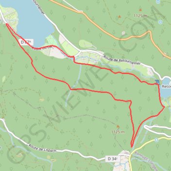 Trace GPS Longemer - Col des feignes - Retournemer, itinéraire, parcours