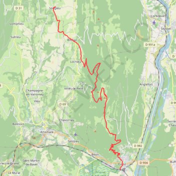 Trace GPS Songieu-Culoz, itinéraire, parcours