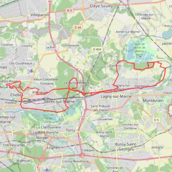 Trace GPS Chelles - Les Vallières, itinéraire, parcours