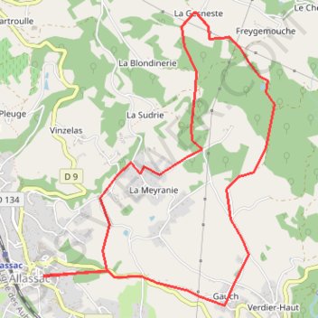 Trace GPS Randonnée à Allassac en Corrèze, itinéraire, parcours