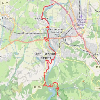 Trace GPS Itinéraire de 133 Allee de Condamine, 42230 Saint-Étienne, France à 1426 Chem. des Chambons, 42340 Veauchette, France, itinéraire, parcours