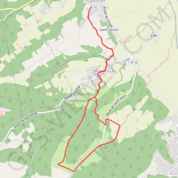 Trace GPS Puydaniel - Mauressac, itinéraire, parcours