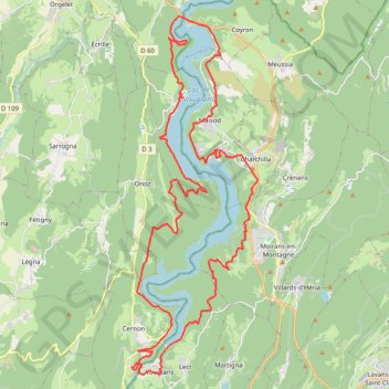 Trace GPS Lac de Vouglans sud - Maisod, itinéraire, parcours
