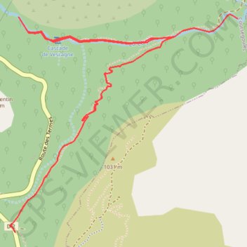 Trace GPS Mine et cascade, itinéraire, parcours