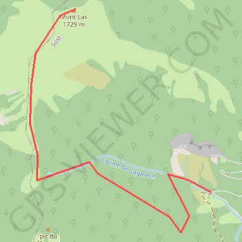 Trace GPS Pic de Mont Las, itinéraire, parcours