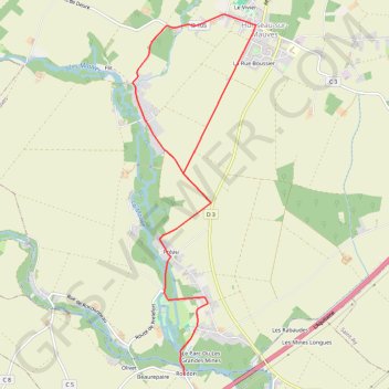 Trace GPS La Balade du Moulin de Roudon à Huisseau-sur-Mauves, itinéraire, parcours