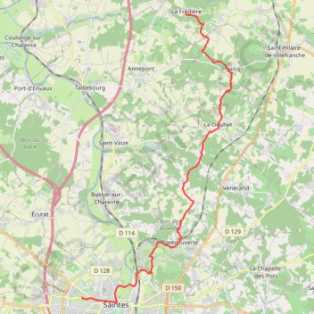 Trace GPS Chemin de Tours (de La Fredière à Saintes), itinéraire, parcours