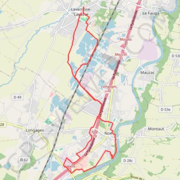 Trace GPS De Lavernose à Noé, itinéraire, parcours