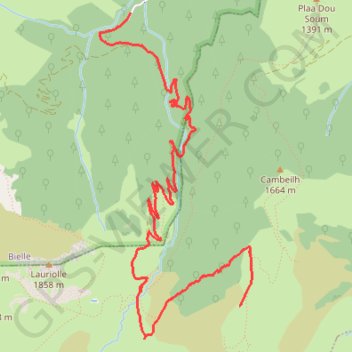 Trace GPS Bielle - Pic de Gerbe depuis la cabane de Bourdiou d'Aspeigt, itinéraire, parcours