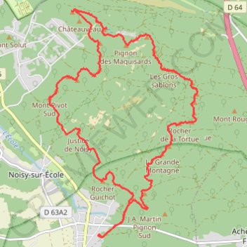 Trace GPS Les 25 bosses de Fontainebleau, itinéraire, parcours