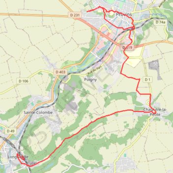 Trace GPS Les remparts de Provins, itinéraire, parcours