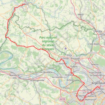 Trace GPS Gisors (27140), Eure, Normandie, France - Colombes (92700), Hauts-de-Seine, Île-de-France, France, itinéraire, parcours