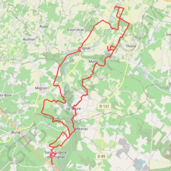 Trace GPS St Sulpice vers Matha 44 kms, itinéraire, parcours
