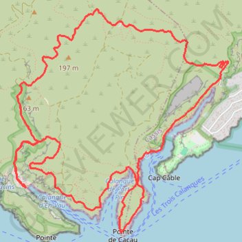 Trace GPS Les Trois Calanques, itinéraire, parcours