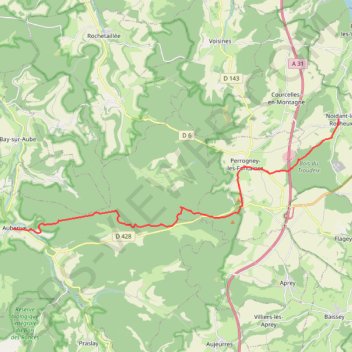 Trace GPS Sentier Vosges-Pyrénées - De Noidant-le-Rocheux à Auberive, itinéraire, parcours