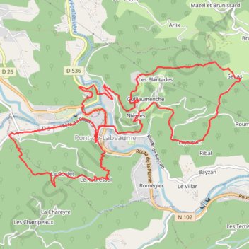 Trace GPS Pont-de-Labeaume, itinéraire, parcours