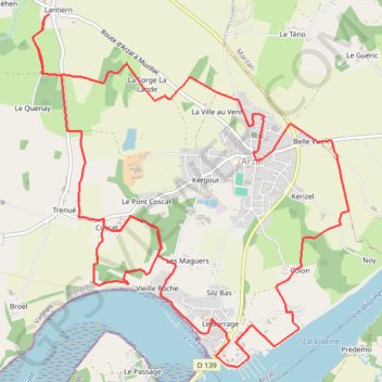 Trace GPS Arzal: Circuit des Coteaux de Vilaine (officiel), itinéraire, parcours