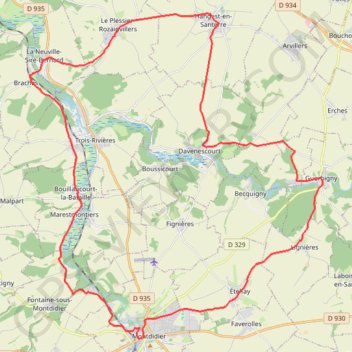 Trace GPS Les Trois Doms - Montdidier - Hangest, itinéraire, parcours