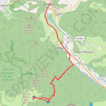 Trace GPS Saint Béat Cab Artigue et Courraux, itinéraire, parcours