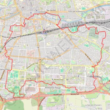 Trace GPS Circuit urbain de Rennes sud, itinéraire, parcours