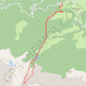 Trace GPS Tourelles de Camplong depuis le col de Bouésou, itinéraire, parcours